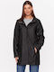 Women's Short Puffer Jacket Waterproof for Winter BLACK