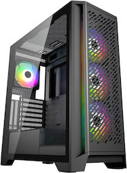 Supercase AC29AL Gaming Midi Tower Computer Case with Window Panel and RGB Lighting Black