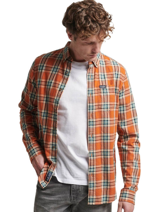 Superdry Langärmlig Baumwolle Hemd Geprüft Orange