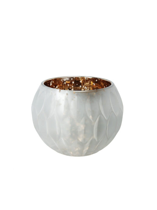 Artekko Frosted Διακοσμητικό Μπωλ Μεταλλικό Λευκό 15x15x11cm