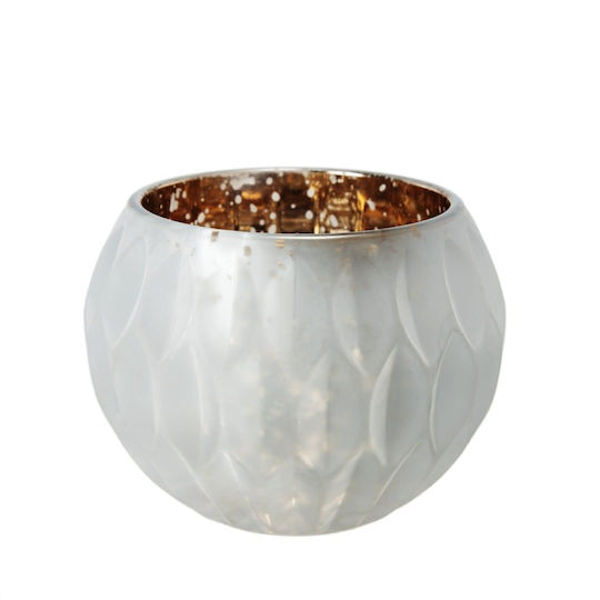 Artekko Frosted Διακοσμητικό Μπωλ Μεταλλικό Λευκό 15x15x11cm