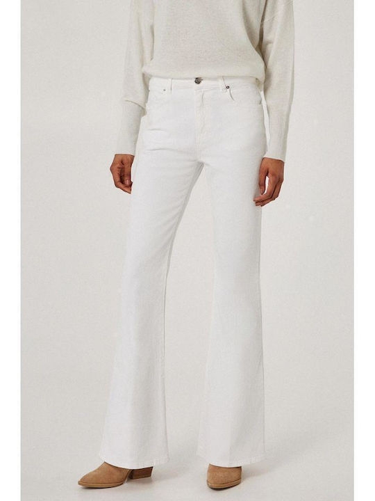 High Waist Women's Jean Trousers Flared in Regular Fit White