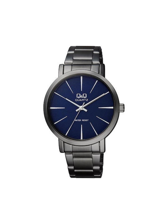 Q&Q Watch Battery with Blue Metal Bracelet