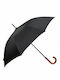 Rezistent la vânt Umbrelă de ploaie with Walking Stick Black