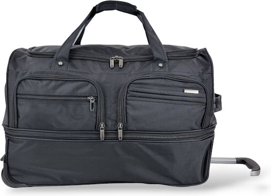 Playbags Σακ Βουαγιάζ 90lt Μαύρο με Ρόδες Υφασμάτινο Μ59xΠ21xΥ27εκ.