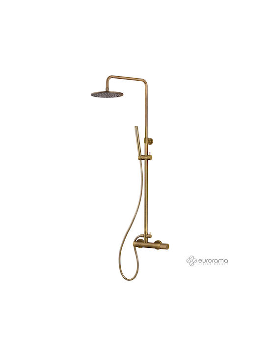 Eurodomo Adjustable Shower Column with Mixer Bronze