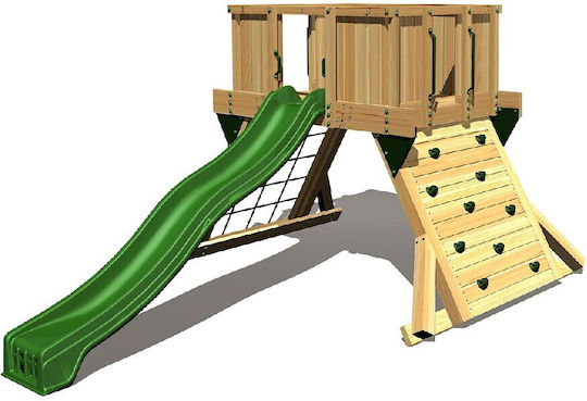 Hy-land Rutsche mit Kletterfläche aus Holz 430x310x230cm.