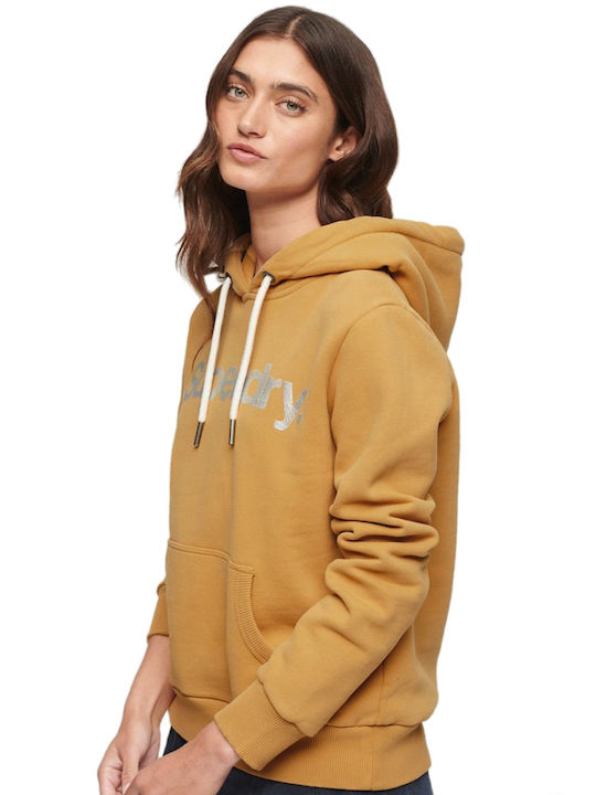 Superdry Metallic Logo Hanorac pentru Femei Gold