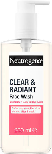 Neutrogena Clear & Radiant Gel Καθαρισμού Προσώπου για Ακνεϊκές Επιδερμίδες 200ml