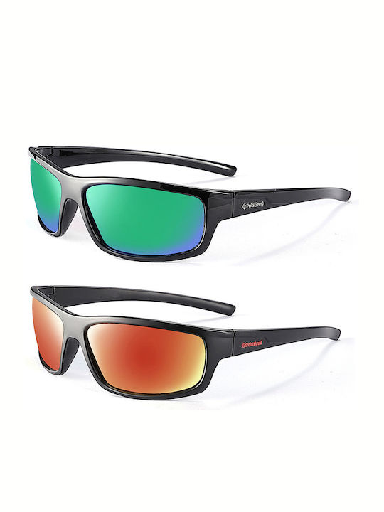 Polareye Sunglasses with Black Plastic Frame and Green Polarized Mirror Lens PL2111420