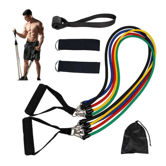 Verk Group Benzi de rezistență tubulare pentru exerciții cu mânere seturi 6buc Multicolour