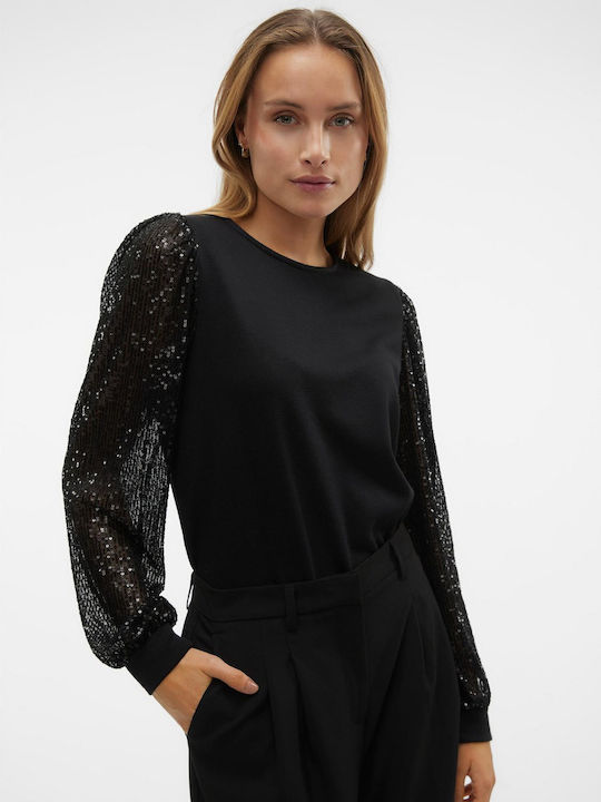 Vero Moda Damen Bluse Langärmelig Schwarz