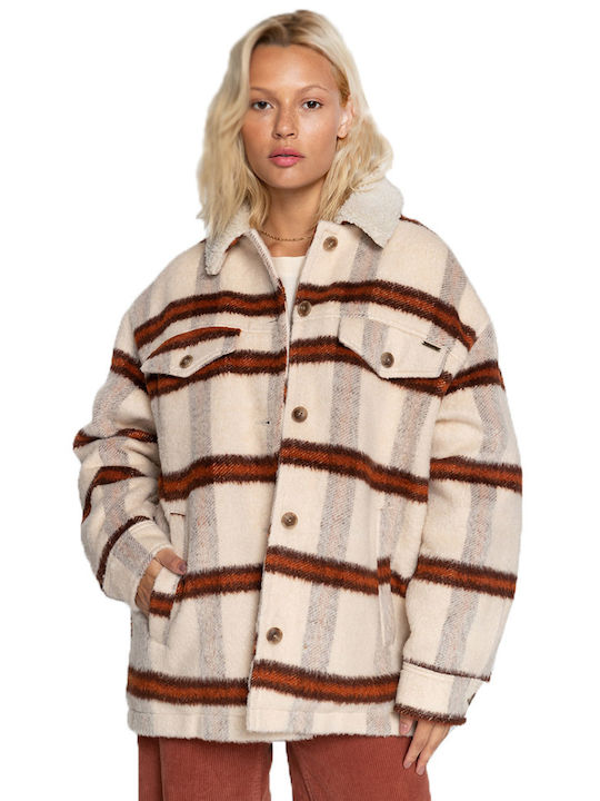 Billabong Lucky Women's Short Puffer Jacket for Winter Brown