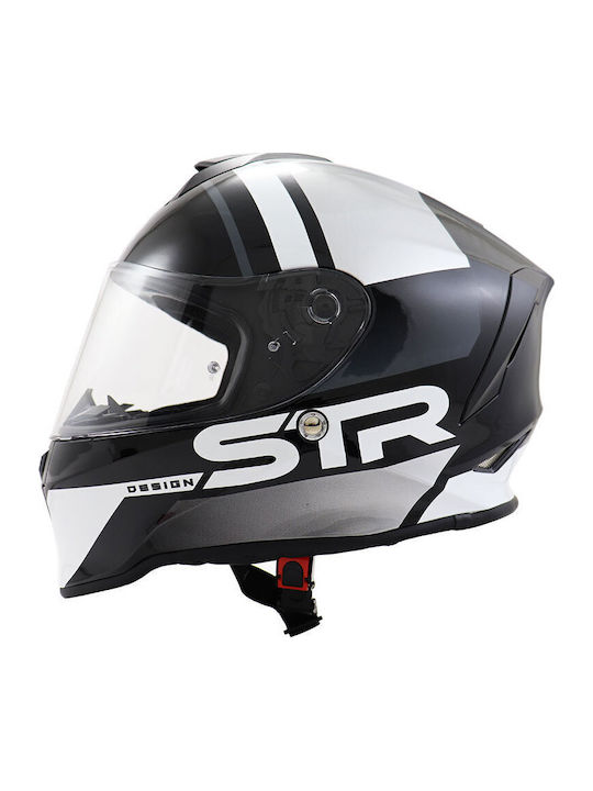 STR R1-eco Черно Сиво Каска За Мотор Full Face ...