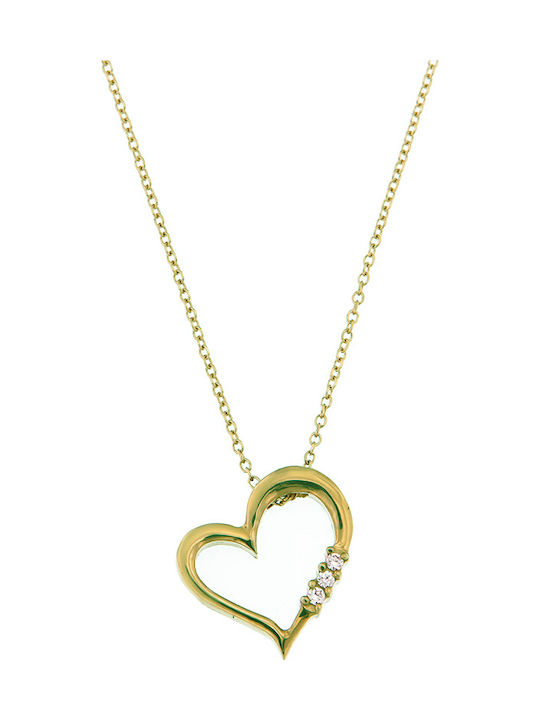 Halskette mit Design Herz aus Gold 14K mit Zirkon