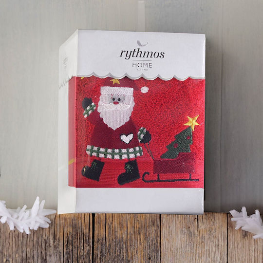 Rythmos Πετσέτα Προσώπου Christmas 50x90εκ. Κόκκινο Βάρους 500gr/m²