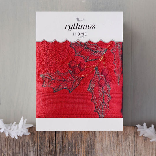 Rythmos Facecloth Christmas 50x90cm Red Weight 500gr/m²
