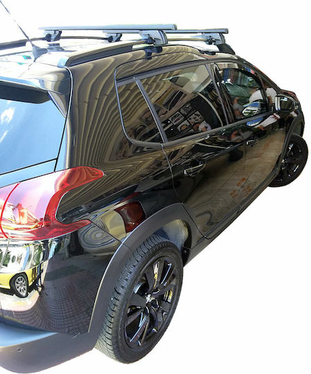 Menabo Car Roof Bars Aluminum for Peugeot 2008 4D 2013-2020 Set with Roof Rack Legs Black