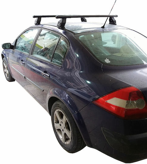 Menabo Metallic Car Roof Bars for Renault Megane 2002-2010 Set with Roof Rack Legs Silver