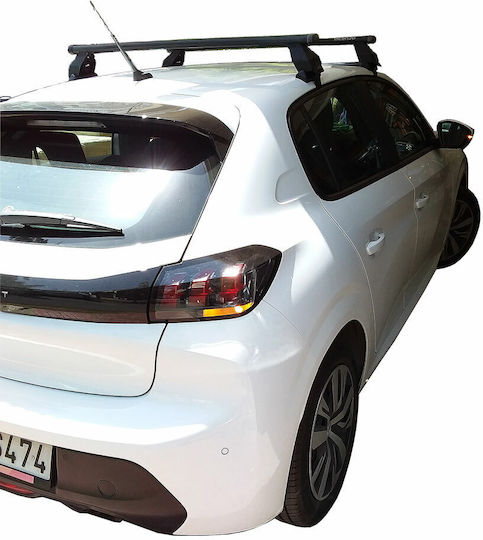 Menabo Car Roof Bars Metallic for Peugeot 208 5D Set with Roof Rack Legs and Lock Silver M.P208.14