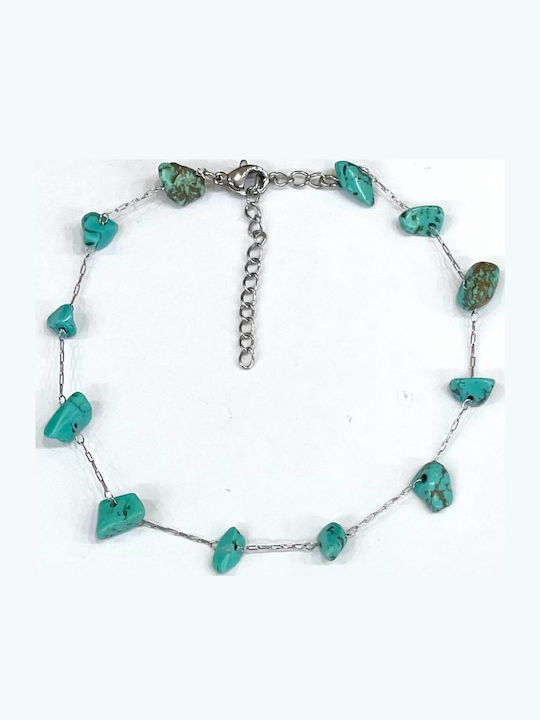 Tatu Moyo Steel Turquoise Anklet