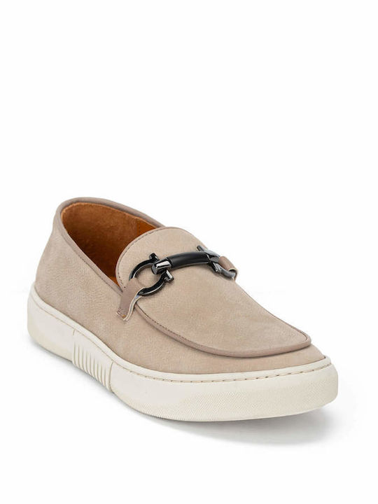 Fenomilano Men's Leather Loafers Beige