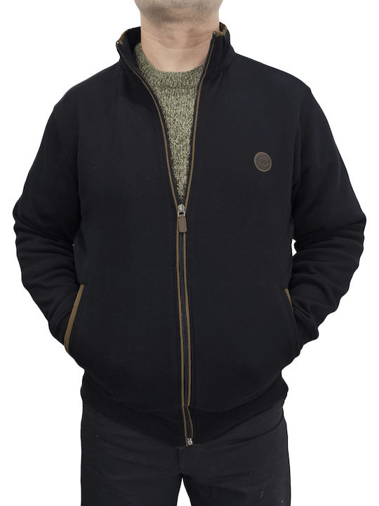 Double Men's Cardigan with Zipper BLACK