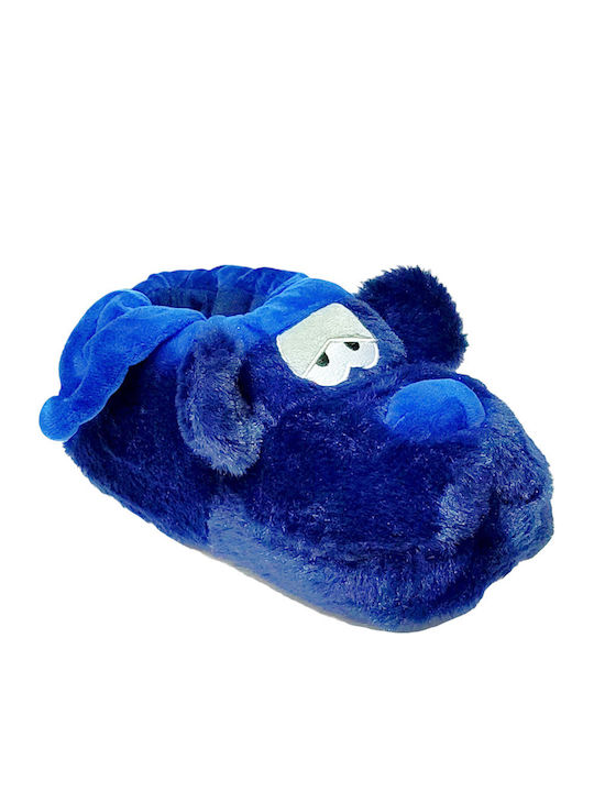 Winterliche Herrenhausschuhe mit Tiermotiven Blau