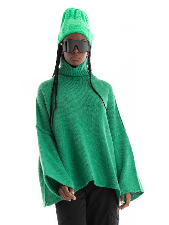 Black & Black Femeie Mânecă lungă Pulover Green (Green)