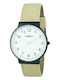 Arabians Herrenuhr 40mm Batterie mit Beige Lederarmband