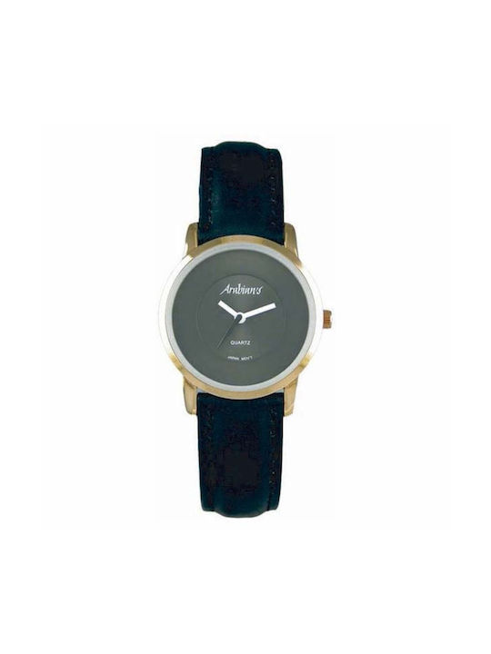 Arabians Watch Battery with Black Leather Strap