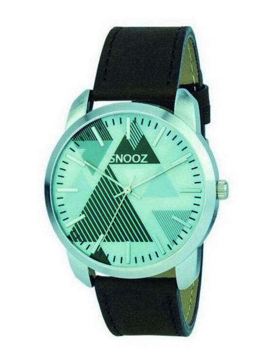 Snooz Ανδρικό Ρολόι 44mm Μπαταρίας με Μαύρο Δερμάτινο Λουράκι