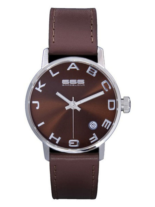 666 Barcelona Men's Watch 35mm Battery with Brown Leather Strap