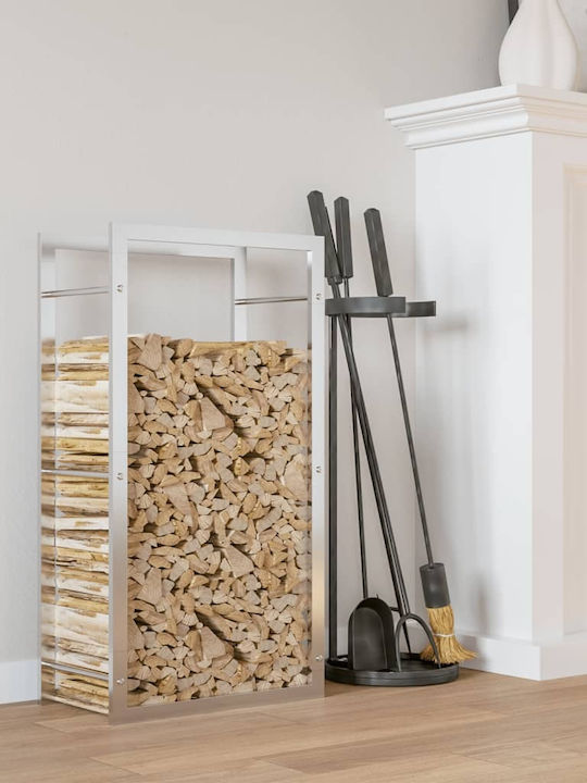 vidaXL Μεταλλικό Ράφι Αποθήκευσης Ξύλων 50x28x94cm Ασημί