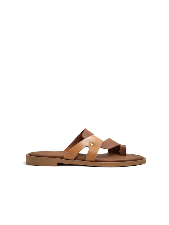Shoelover Leather Women's Sandals Ταμπά/Φυσικό
