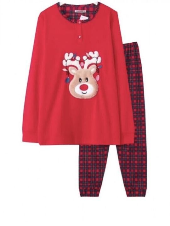 Tres Chic Winter Damen Pyjama-Set Rot