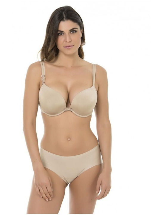 Selmark Athletic Push Up Athletic Bra Underwire Beige