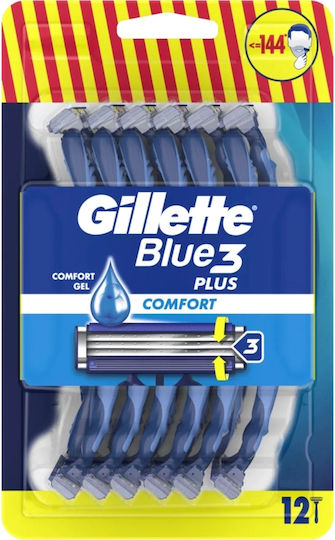 Gillette Blue3 Plus Comfort Disposable Razor Single Use with 3 Blades & Lubricious Strip