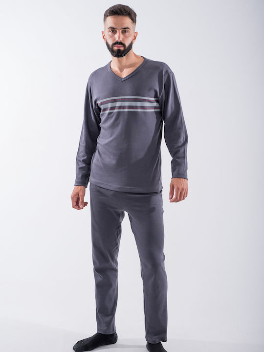 Cherry Underwear Men's Winter Pajamas Set Grey.