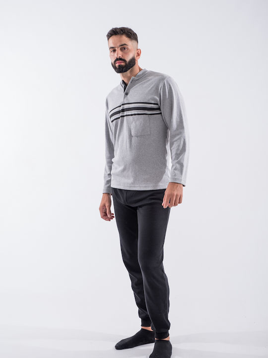 Cherry Underwear Men's Winter Pajamas Set Gray