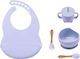 Miko Feeding Set made of Silicone with Non-Slip Base Purple 4pcs