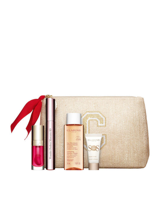 Clarins Wonder Perfect Сет за грим за лицето Очи с козметична чанта 5бр