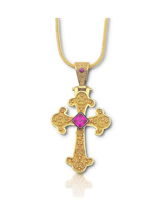 Gold Plated Byzantine Cross with Chain