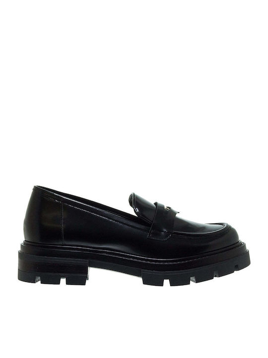Δερμάτινα Γυναικεία Loafers σε Μαύρο Χρώμα
