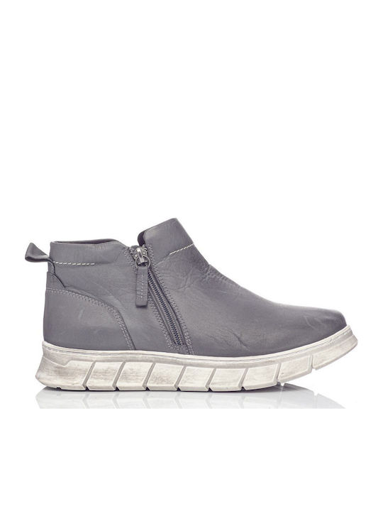 Leather Women's Ankle Boots Gray