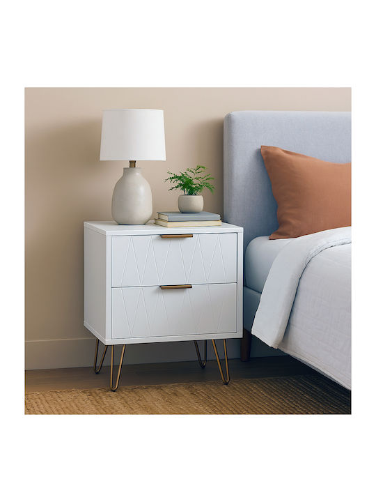 Bedside Table Culture Wooden White 40x35x52cm