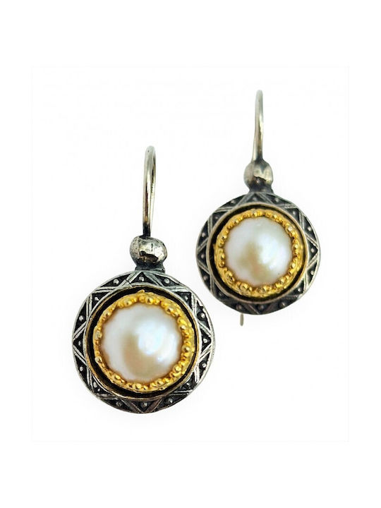 Earrings made of Silver Gold Plated with Pearls