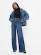 Hoch tailliert Damenjeans in Lockerer Passform Dark Wash