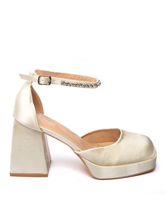 Malesa Beige Heels with Strap