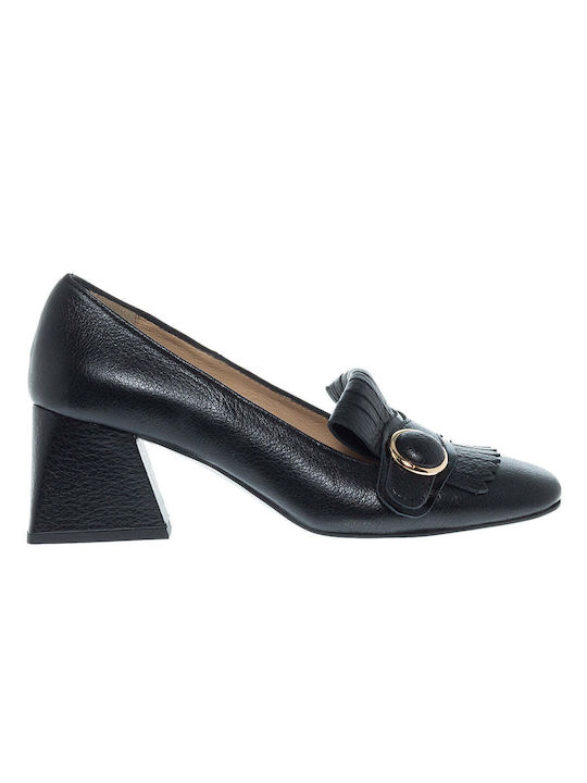 Dore Leather Black Medium Heels